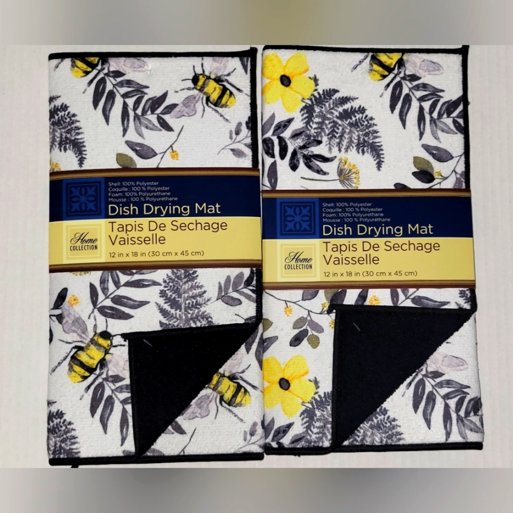 2 Piece Spring Bees Drying Mat Kitchen Set